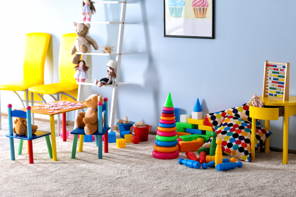 Playroom with carpet